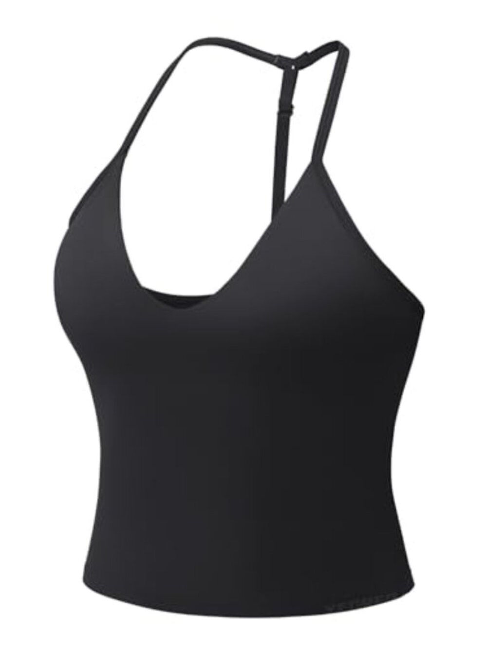 Women's Impact Halter Tank Top with Built-In Bra, Deep V Neck, Adjustable